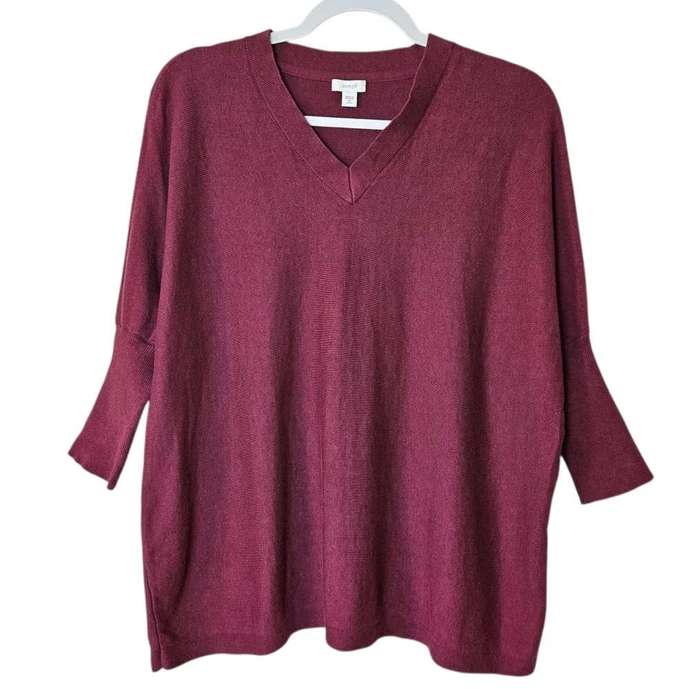 J. Jill Pure Jill Oversized V-neck Drop Shoulder Relaxed Sweater XS PETITE - Picture 3 of 9